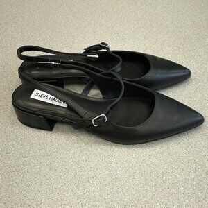 NEW Steve Madden Christy Slingback Shoes Women's Size 8 Black Leather Upper